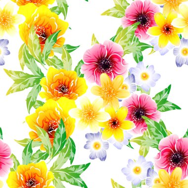 Renkli vintage tarzı çiçekler pürüzsüz desen