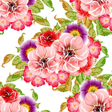 Renkli vintage tarzı çiçekler pürüzsüz desen