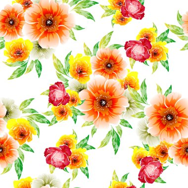 Renkli vintage tarzı çiçekler pürüzsüz desen