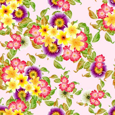Renkli vintage tarzı çiçekler pürüzsüz desen