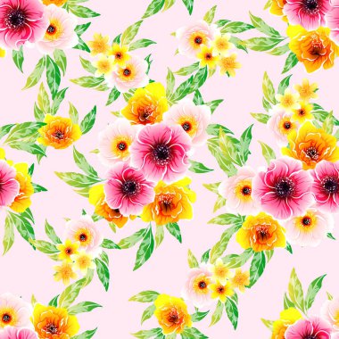 Renkli vintage tarzı çiçekler pürüzsüz desen