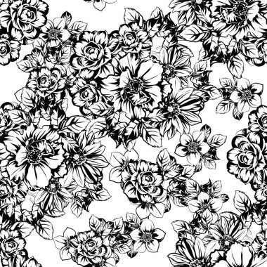 Kusursuz tek renkli klasik çiçek deseni