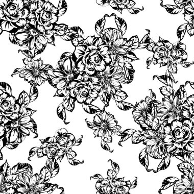 Kusursuz tek renkli klasik çiçek deseni