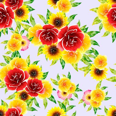Renkli vintage tarzı çiçekler pürüzsüz desen