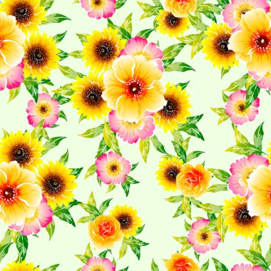 Renkli vintage tarzı çiçekler pürüzsüz desen