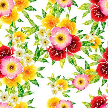 Renkli vintage tarzı çiçekler pürüzsüz desen