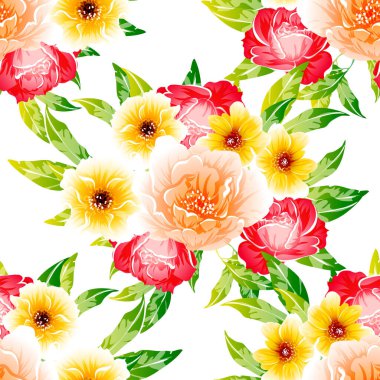 Renkli vintage tarzı çiçekler pürüzsüz desen