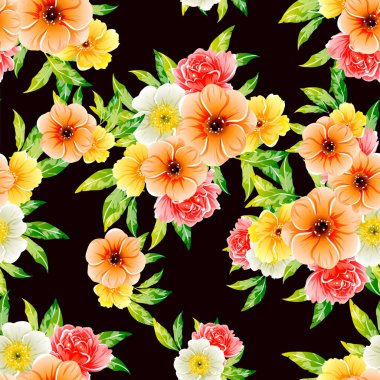 Renkli vintage tarzı çiçekler pürüzsüz desen