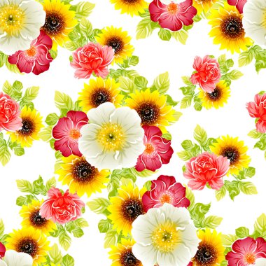 Renkli vintage tarzı çiçekler pürüzsüz desen