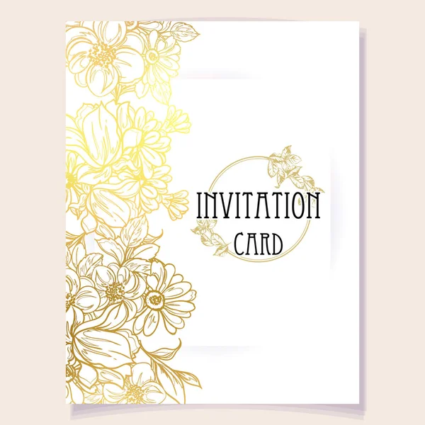 Carte Invitation Colorée Motif Fleurs Style Vintage — Image vectorielle