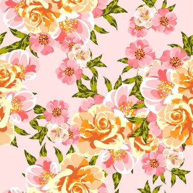 Renkli vintage tarzı çiçekler pürüzsüz desen