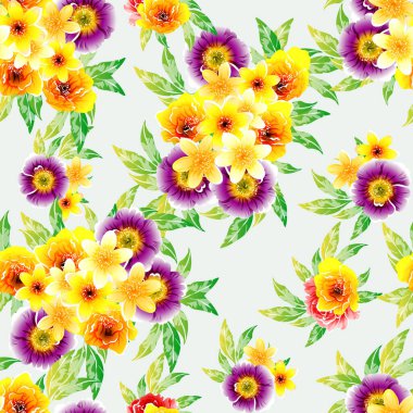 Renkli vintage tarzı çiçekler pürüzsüz desen
