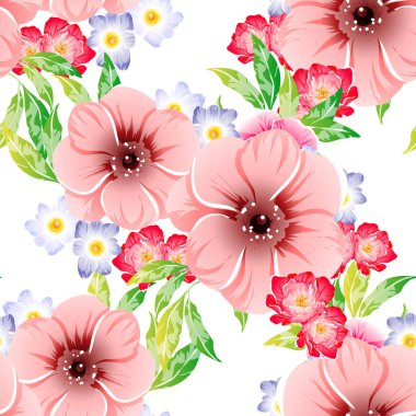 Renkli vintage tarzı çiçekler pürüzsüz desen