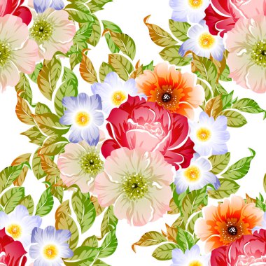 Renkli vintage tarzı çiçekler pürüzsüz desen