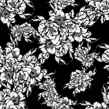 Kusursuz tek renkli klasik çiçek deseni