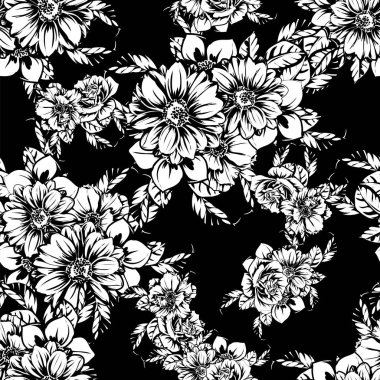 Kusursuz tek renkli klasik çiçek deseni