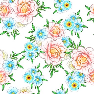 Renkli vintage tarzı çiçekler pürüzsüz desen