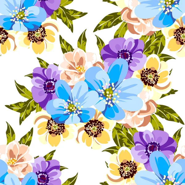 Kleurrijke Vintage Stijl Bloemen Naadloos Patroon — Stockvector