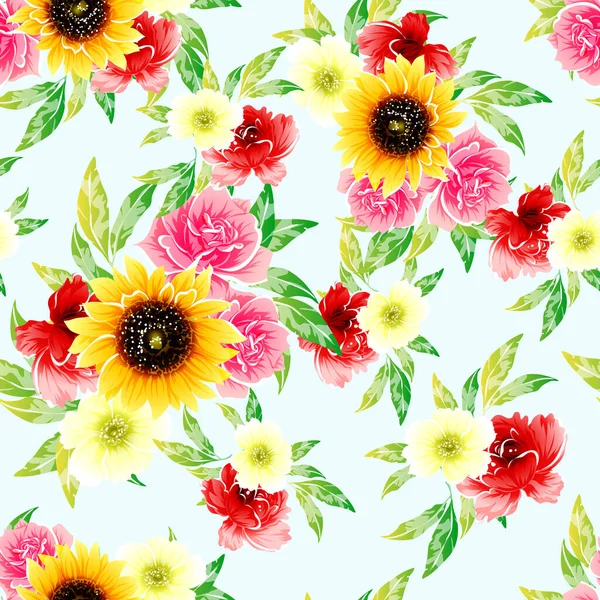 Kleurrijke Vintage Stijl Bloemen Naadloos Patroon — Stockvector