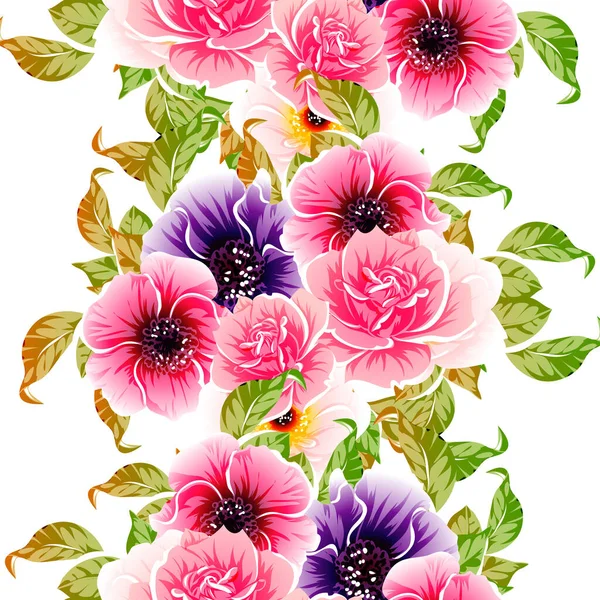 Fleurs Style Vintage Coloré Motif Sans Couture — Image vectorielle