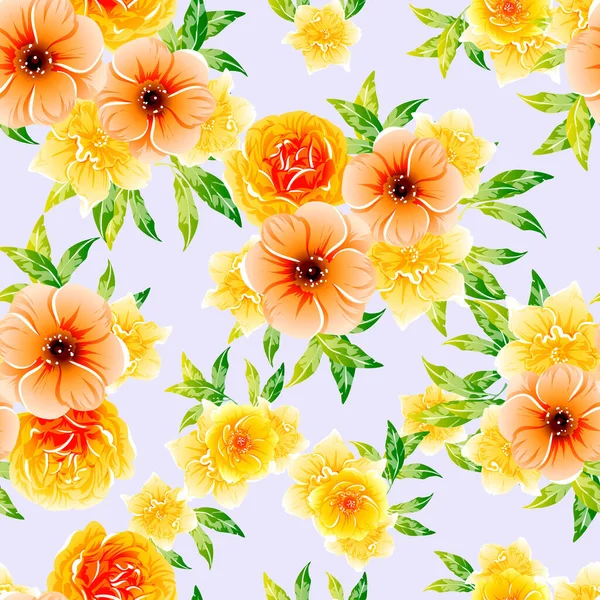 Fleurs Style Vintage Coloré Motif Sans Couture — Image vectorielle