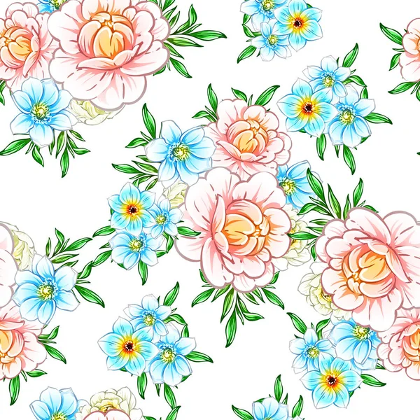 Farbenfrohe Vintage Stil Blumen Nahtlose Muster — Stockvektor