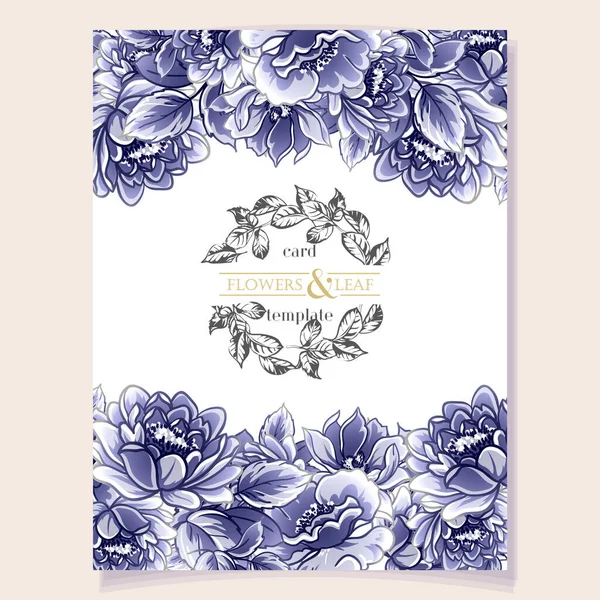 Colored Invitation Card Vintage Style Flowers Pattern — Stock Vector