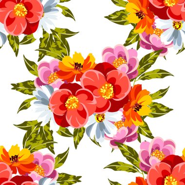 Renkli vintage tarzı çiçekler pürüzsüz desen