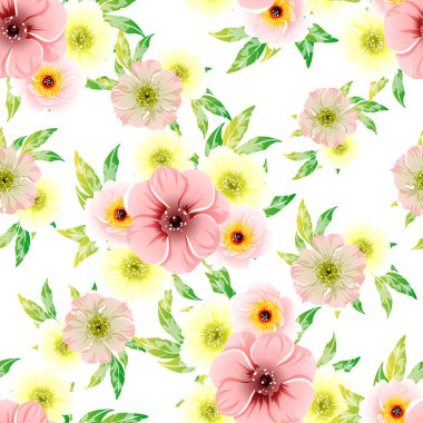 Renkli vintage tarzı çiçekler pürüzsüz desen