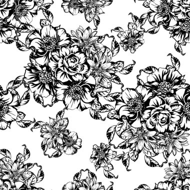 Kusursuz tek renkli klasik çiçek deseni
