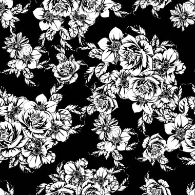 Kusursuz tek renkli klasik çiçek deseni