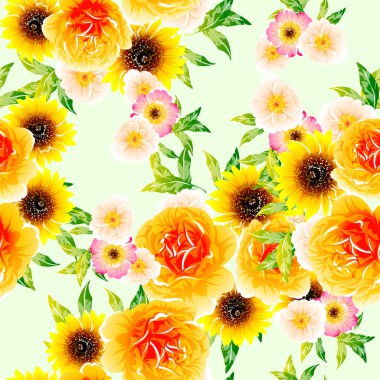 Renkli vintage tarzı çiçekler pürüzsüz desen