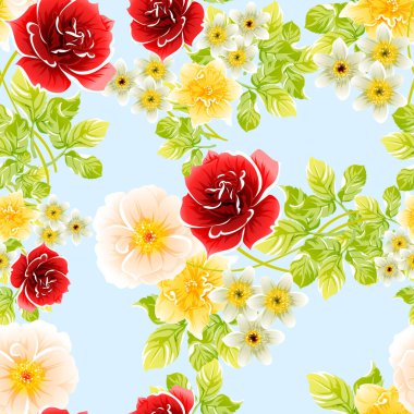 Renkli vintage tarzı çiçekler pürüzsüz desen