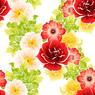 Renkli vintage tarzı çiçekler pürüzsüz desen
