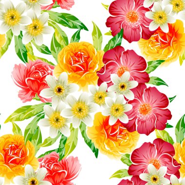 Renkli vintage tarzı çiçekler pürüzsüz desen