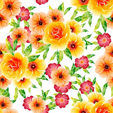 Renkli vintage tarzı çiçekler pürüzsüz desen