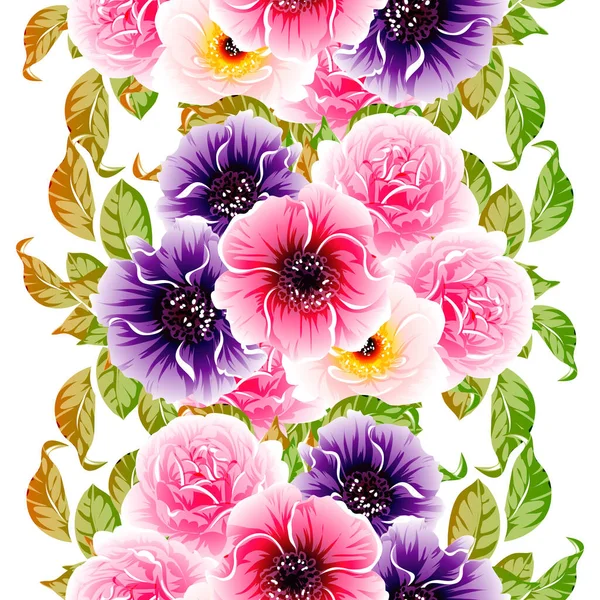 Coloridas Flores Estilo Vintage Patrón Sin Costuras — Vector de stock