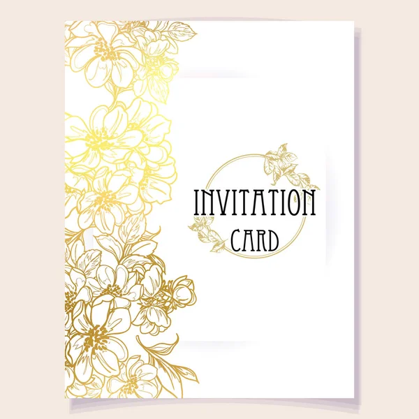 Carte Invitation Colorée Motif Fleurs Style Vintage — Image vectorielle