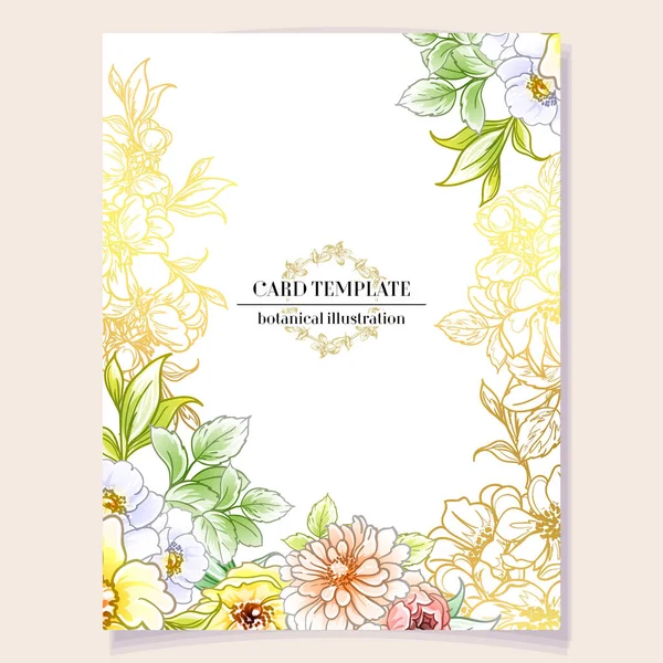 Carte Invitation Colorée Motif Fleurs Style Vintage — Image vectorielle