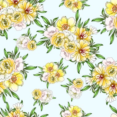 Renkli vintage tarzı çiçekler pürüzsüz desen