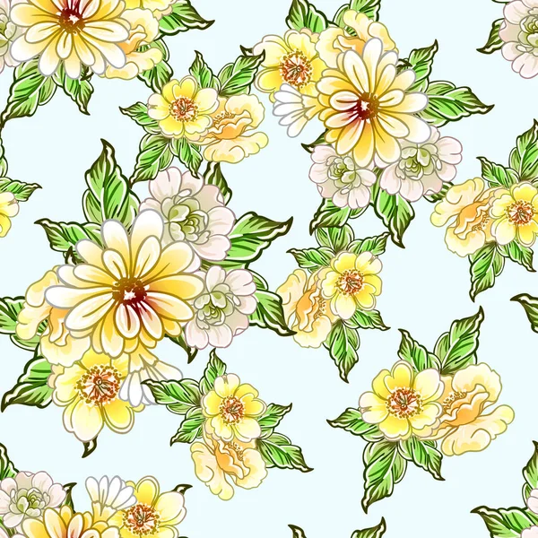 Coloridas Flores Estilo Vintage Patrón Sin Costuras — Vector de stock