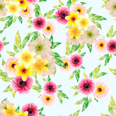 Renkli vintage tarzı çiçekler pürüzsüz desen