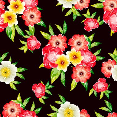 Renkli vintage tarzı çiçekler pürüzsüz desen
