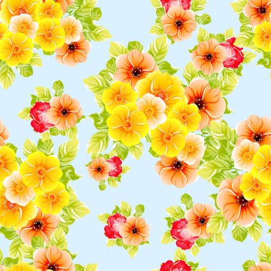 Renkli vintage tarzı çiçekler pürüzsüz desen