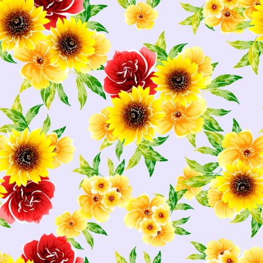 Renkli vintage tarzı çiçekler pürüzsüz desen