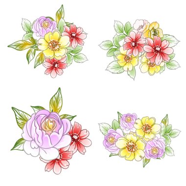 Renkli vintage tarzı çiçekler pürüzsüz desen