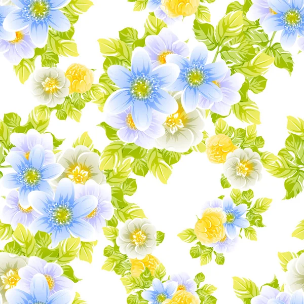 Colourful Vintage Style Flowers Seamless Pattern — Stock Vector