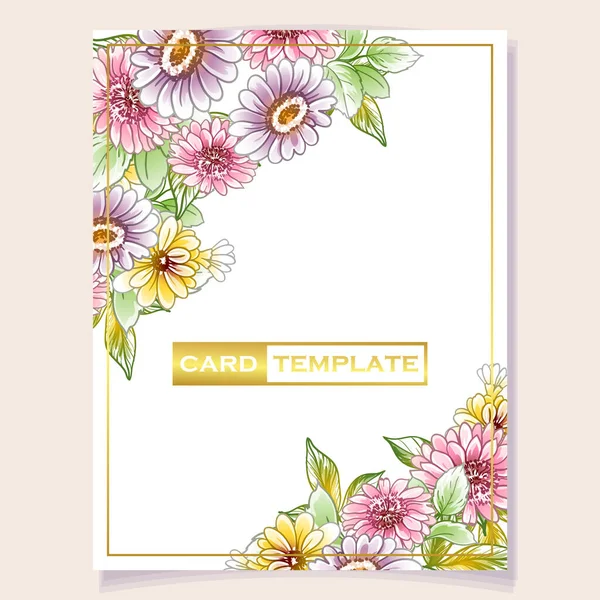 Colored Invitation Card Vintage Style Flowers Pattern — Stock Vector