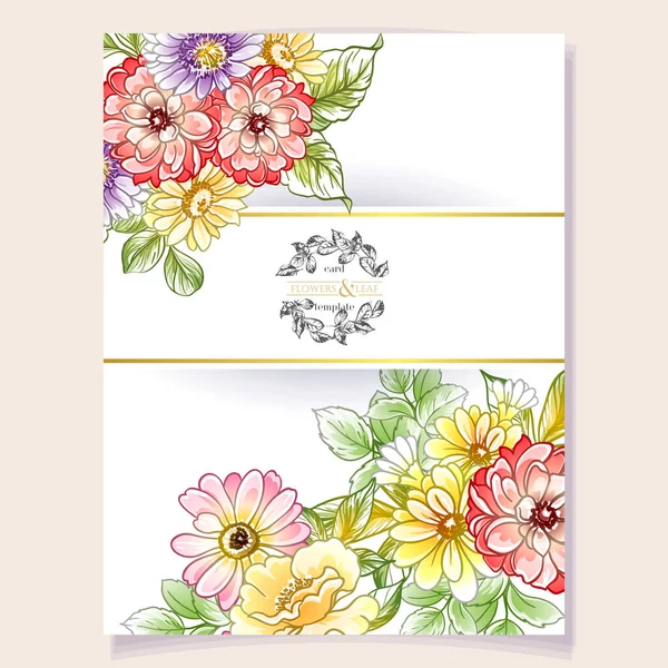 Carte Invitation Colorée Motif Fleurs Style Vintage — Image vectorielle