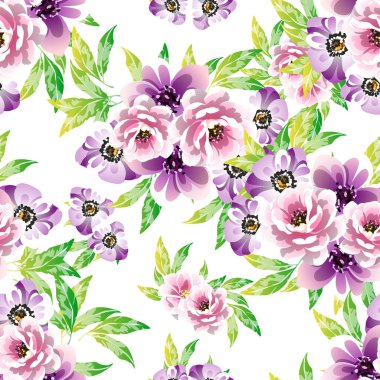 Renkli vintage tarzı çiçekler pürüzsüz desen